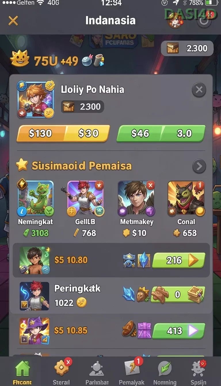 Cuplikan layar 666FF — aktivitas